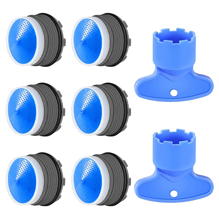 Set 6 aeratoare pentru robinet, ABS, M18.5, Albastru/Negru