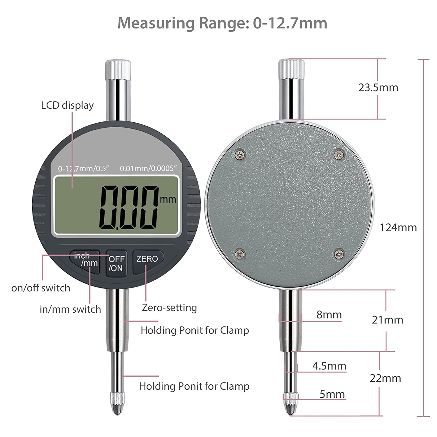 Indicator cu cadran digital DTI 0 01 .0005 inchi Interval 0 12 7