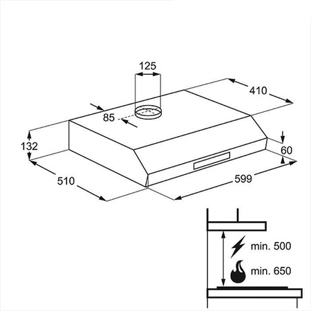 Hota traditionala Electrolux EFT60233OS, Putere de absorbtie 291 mc/h, 1 motor, 60 cm, Silver