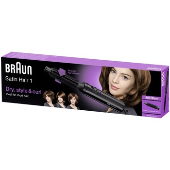 Perie cu aer cald Braun Satin-Hair 1 AS 110, 200 W, 2 Trepte, Perie 18 mm, Negru Perie cu aer cald Braun Satin-Hair 1 AS 110, 200 W, 2 Trepte, Perie 18 mm, Negru