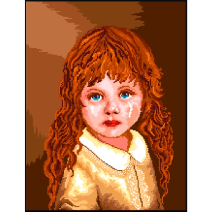 Fetita care plange - kit goblen cu panza imprimata