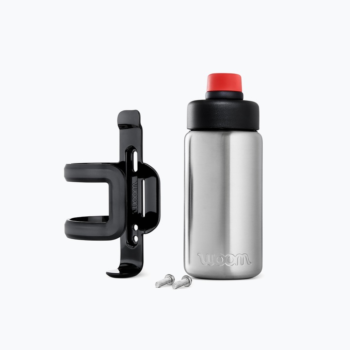 Бутилка с държач за велосипед, Woom, Неръждаема стомана, 500 мл, Сребрист