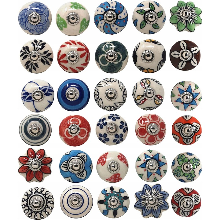 Manere din ceramica pentru mobila, Multicolor