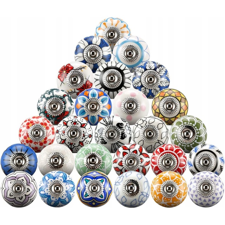 Set 20 manere pentru dulap, Ceramica, Multicolor