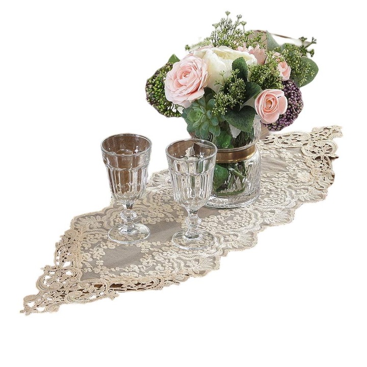 ПОКРИВКА ЗА МАСА БРОДИРАНА СЪС ЗЛАТНИ ДЕКОРАЦИИ MILEU 30X70 СМ