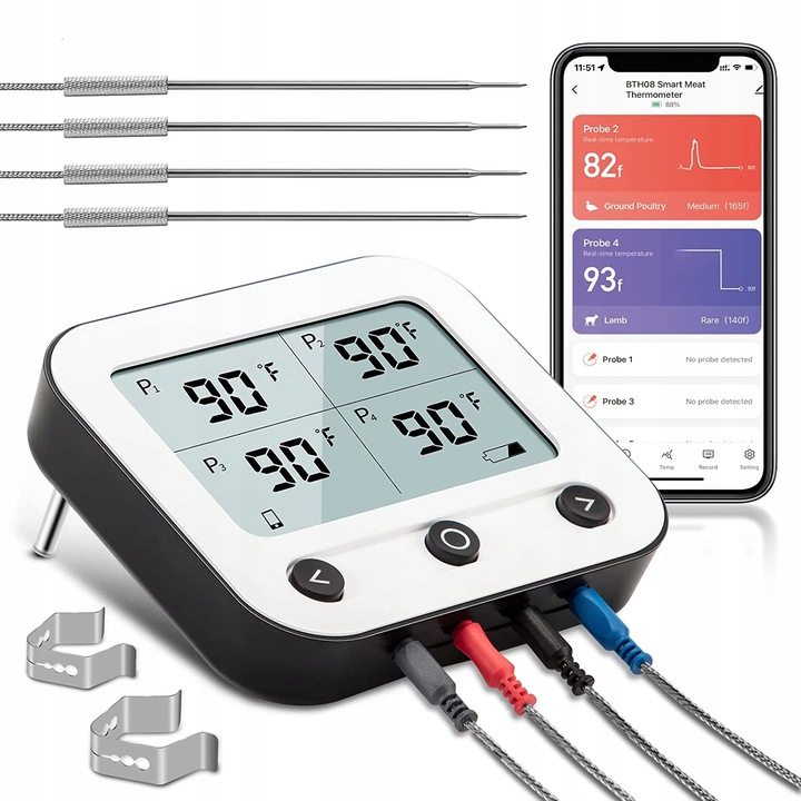 TERMOMETR GRIL CUPTOR 4 SONDE LCD APP
