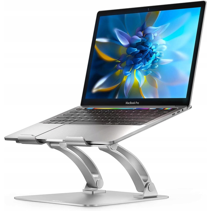 Suport laptop, Aliaj de aluminiu, 10-17 inch, Argintiu