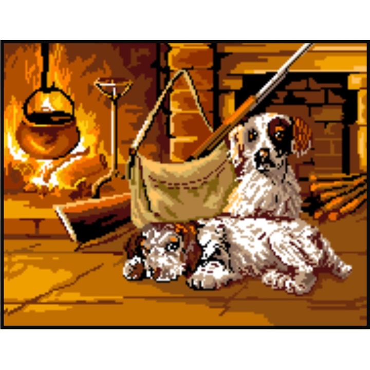 Catei la gura sobei - kit goblen cu panza imprimata