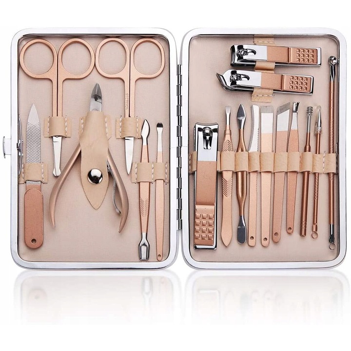 Trusa pedichiura/manichiura, 15.5x10.5cm, Roz