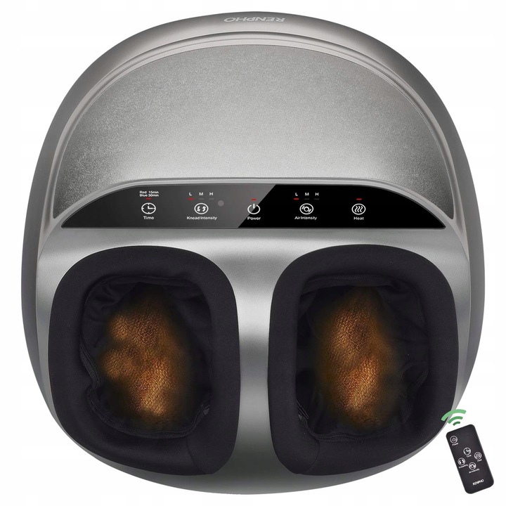 Aparat masaj picioare, Renpho, Caldura/Role mobile, 3 intensitati, Argintiu