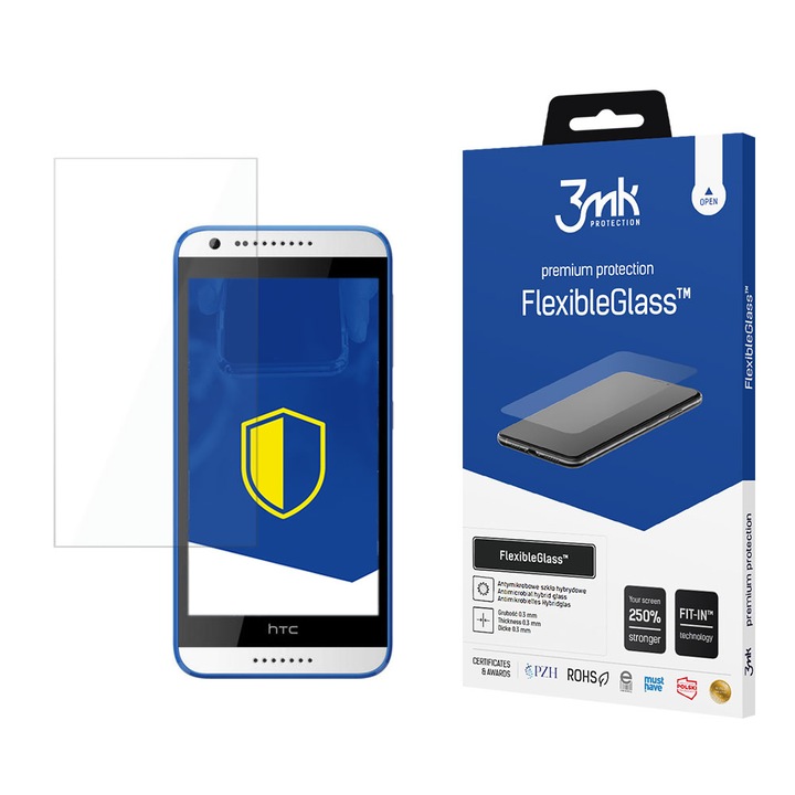 Sticla de protectie hibrida FlexibleGlass 3mk pentru telefonul HTC Desire 620 - Transparent KP22656