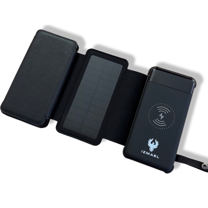 Napelem (10000mAh) 6 paneles-fekete KP18694, Izmael