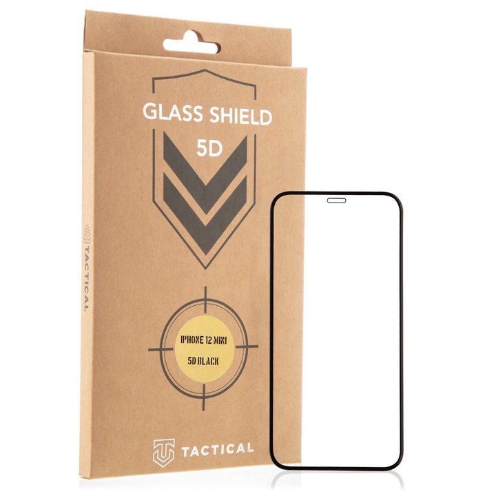 Tactical Glass Shield 5D Üvegfólia, Apple iPhone 12 Minihez - Fekete KP8438