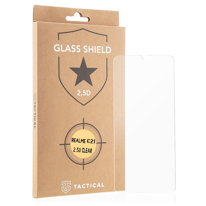 Tactical Glass Shield 2.5D стъклено фолио, за телефон Realme C21 - Прозрачен KP8435