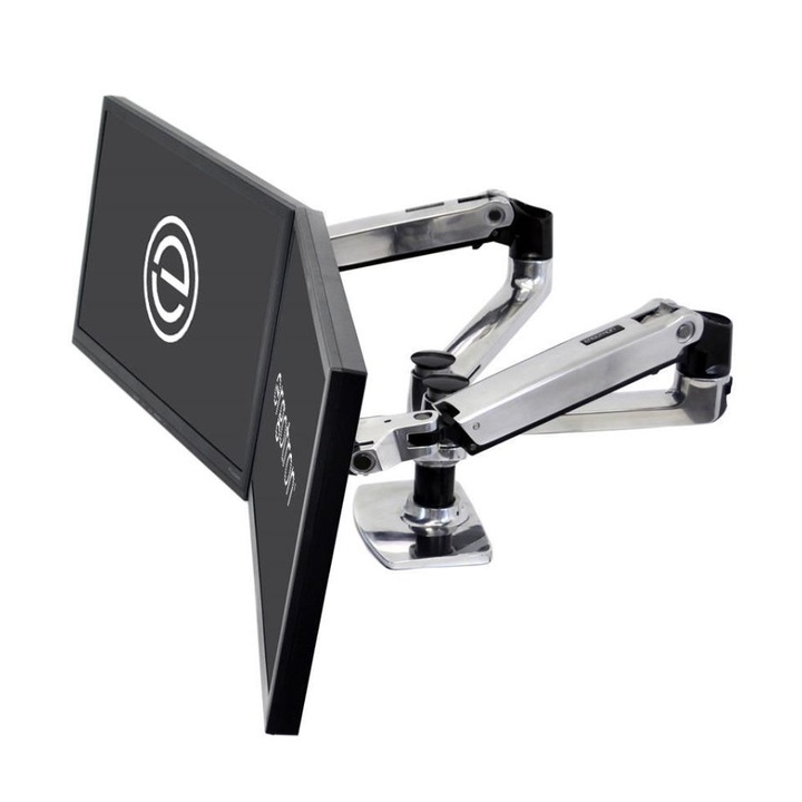 Ergotron - LX Dual Side-by-Side Arm - suport de birou cu doua brate pentru doua monitoare (aluminiu lustruit)