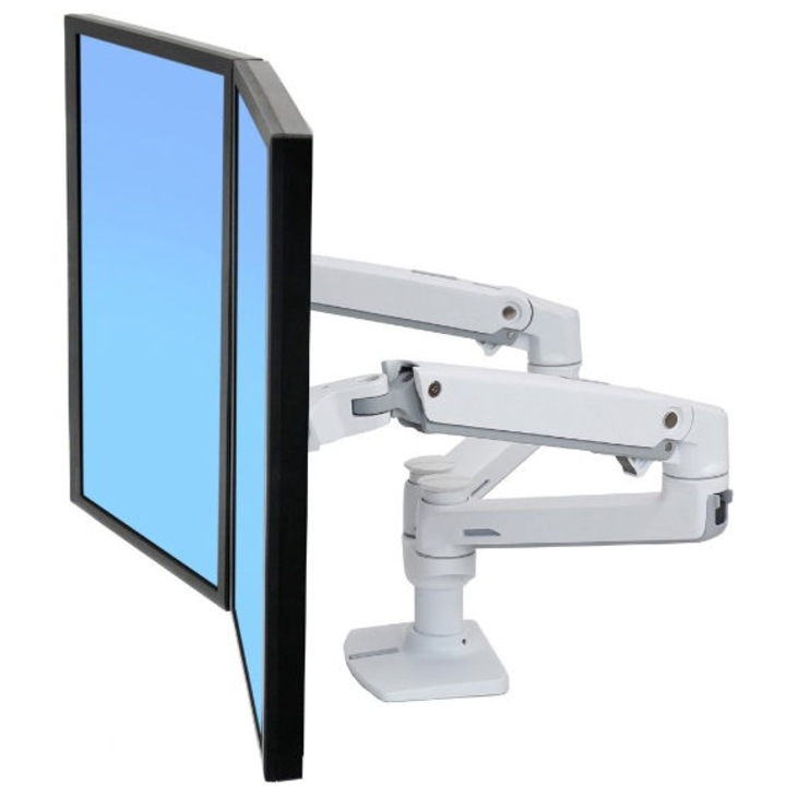 Stand monitor, Ergotro, LX Dual Side-by-Side, Alb