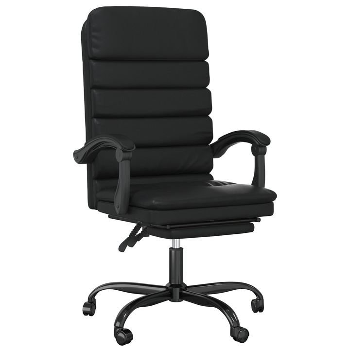 Масажен офaис стол vidaXL, Черен, Изкуствена кожа, 63 x 56 x (110,5-120) см, 14.3 Kg