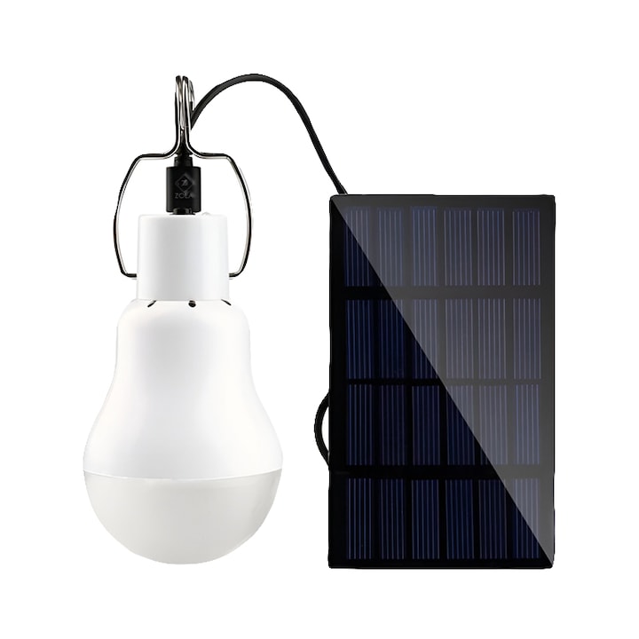 Bec LED, Zola®, alb, cu panou solar, diametru 6 cm, lungime cablu panou 3.5 cm