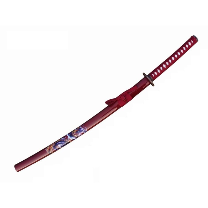 Szamuráj kard Katana vörös sárkány, szénacél, keményfa, 97 cm, 4KM80-405RD