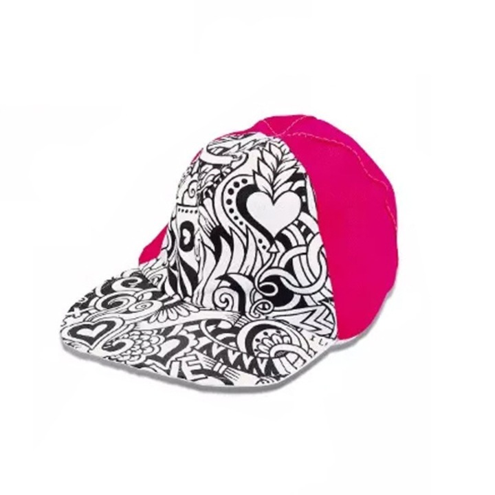 Sapca de colorat cu set 5 carioci pentru copii, roz