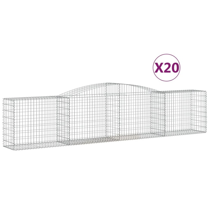 Set cosuri gabion arcuite 20 buc vidaXL, 400x50x80/100 cm, fier galvanizat 40 kg 3146993
