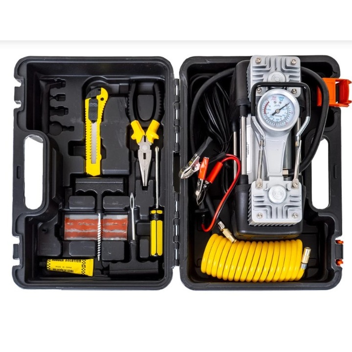 Compresor auto profesional, kit vulcanizare cu 2 cilindri plus accesorii incluse