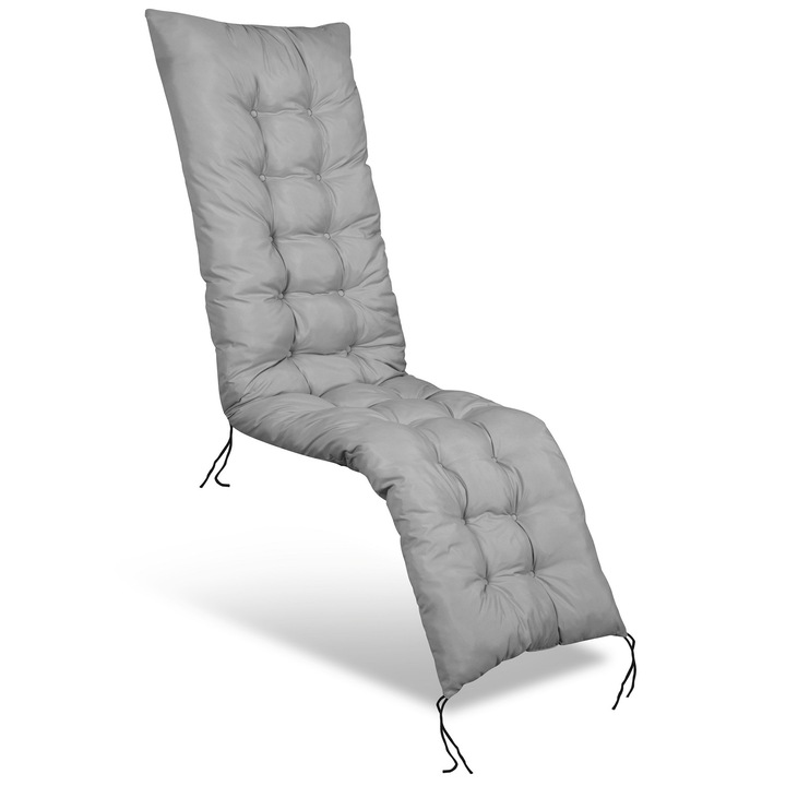 Възглавница за градински стол или шезлонг, 165 х 50 см, микрофибър, сива