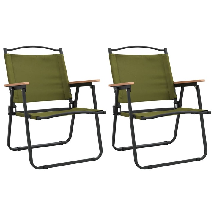 Set 2 scaune pliabile de camping, Zakito Europe, verde, 54x55x78 cm