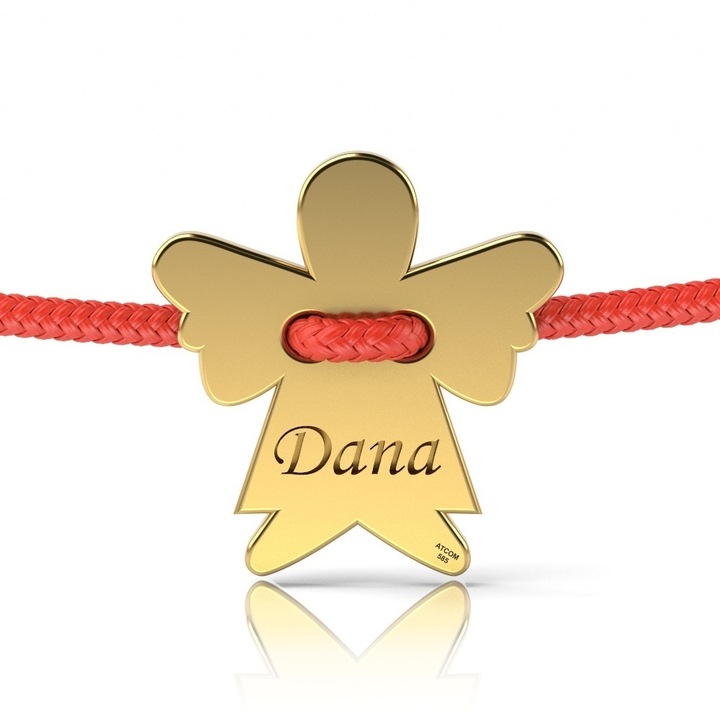 Sárga arany karkötő piros zsinórral Ingeras modell