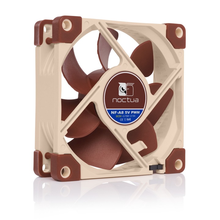 Вентилатор за компютър Noctua NF-A8-5V-PWM, 80x80x25mm, SSO2 Bearing, 2200RPM, 4-pin PWM USB, 5V
