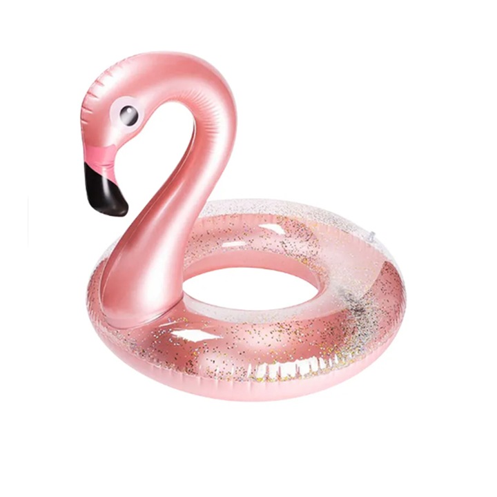 Felfújható öv Flamingo csillogó részecskékkel, 90 cm, rózsaszín