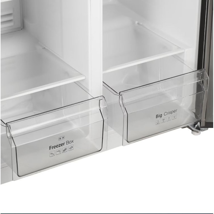 Side by Side STARCREST SSBS-400IX, Clasa F, 400 l, No Frost, H 171 cm, Display exterior, Inox