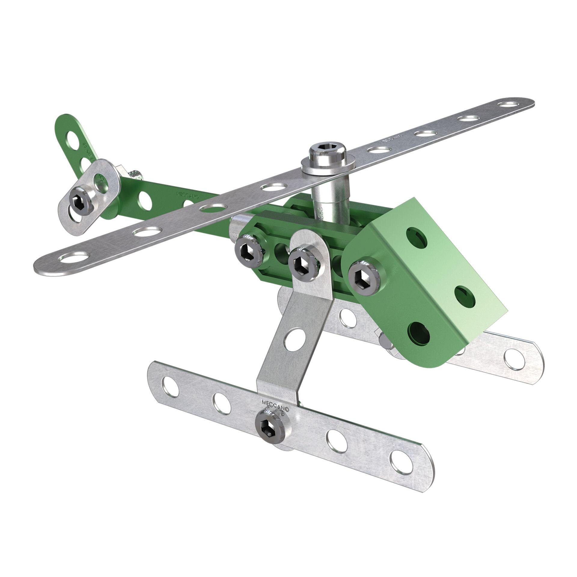 Set constructie metalic pentru incepatori Meccano Elicopter, 32 piese
