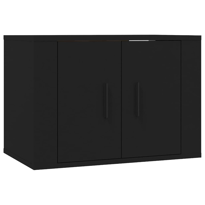 Comoda TV Zakito Europe, lemn, cu spatiu de depozitare, montare pe perete, negru, 57x34.5x40cm