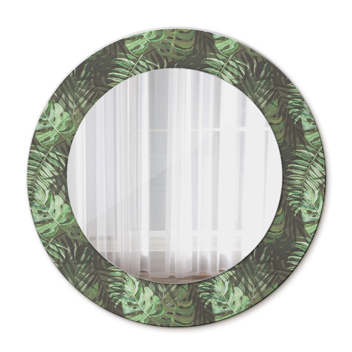 Oglinda de perete, Coloray, Frunze Tropicale, Rotunda, Verde, rama, Ø50 cm, 010090550080300011926