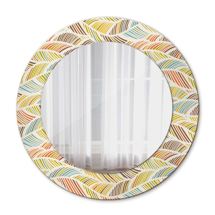 Fali tükör, Coloray, kerek, Absztrakt, kerettel, Barna, Ø50 cm, 010090550080300012772