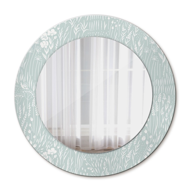 Fali tükör, Coloray, kerek, Kézzel Rajzolt Összetétele, kerettel, Kék, Ø50 cm, 010090550080300072611