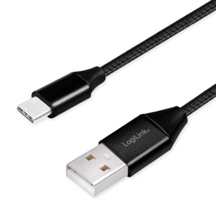 Logilink adatkábel, CU0139, USB 2.0 (T) – USB 2.0 Type-C (T), 0,3 m, prémium, fekete