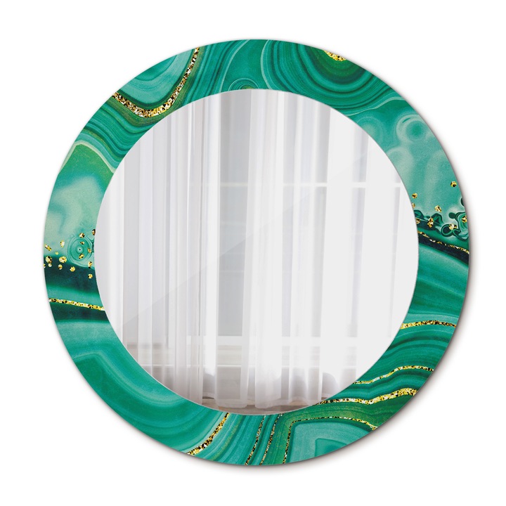 Fali tükör, Coloray, kerek, Achát Jáspis Márvány, kerettel, Kék, Ø60 cm, 010090550090300020894