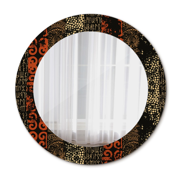 Fali tükör, Wallfluent, Grunge mintás, Kerek, Többszínű, Ø60 cm, 010090550090300072562