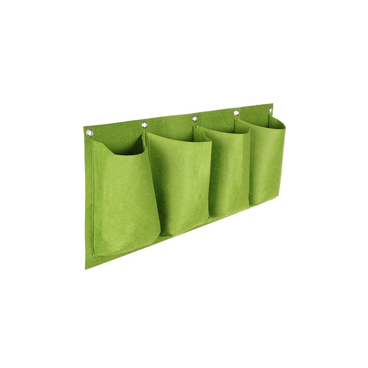 Ghiveci orizontal textil cu 4 compartimente, Merco Horizontal Grow Bag 4, verde, 65 x 30cm
