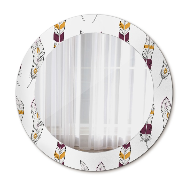 Oglinda de perete, Coloray, Pene, Rotunda, Roz, rama, Ø60 cm, 010090550090300029863