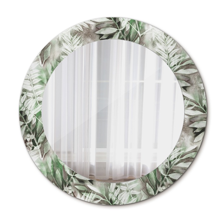 Fali tükör, Wallfluent, Akvarell levelek, Kerek, Többszínű, Ø60 cm, 010090550090300012593