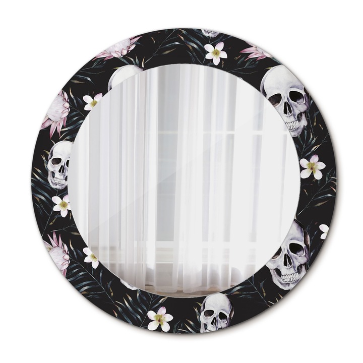 Fali tükör, Wallfluent, Koponyavirágok, Kerek, Többszínű, Ø60 cm, 010090550090300010896