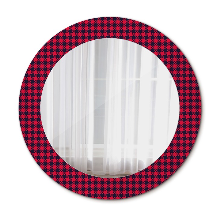 Fali tükör, Wallfluent, piros, Kerek, Piros, Ø60 cm, 010090550090300072578