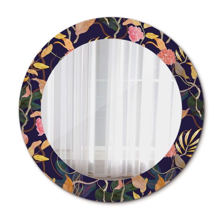 Fali tükör, Wallfluent, Akvarell növények, Kerek, Sárga, Ø60 cm, 010090550090300012931