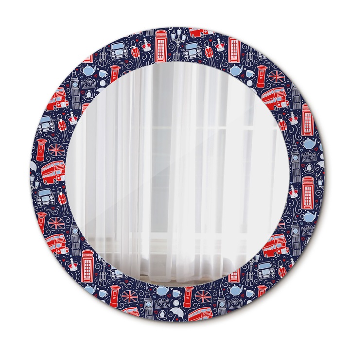 Fali tükör, Wallfluent, London, Kerek, Többszínű, Ø60 cm, 010090550090300072603