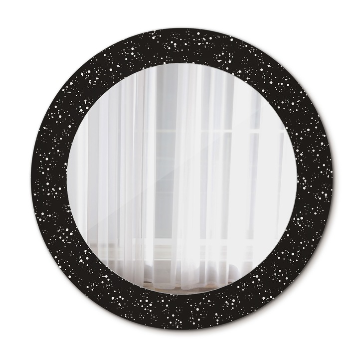Fali tükör, Wallfluent, Kaotikus pontok, Kerek, Fekete, Ø60 cm, 010090550090300072634