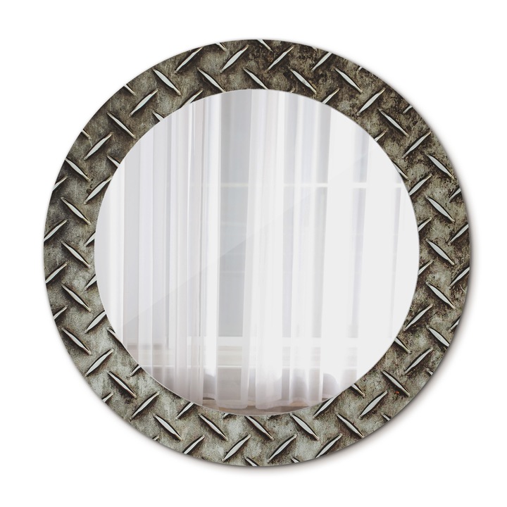 Fali tükör, Wallfluent, Acél textúra, Kerek, Ezüst, Ø60 cm, 010090550090300072569