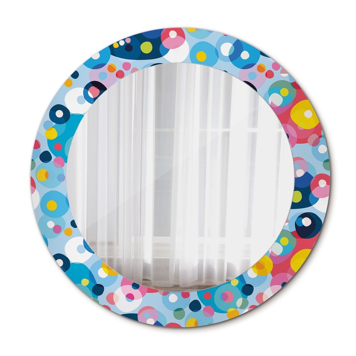 Fali tükör, Wallfluent, Kerekek, Kerek, Kék, Ø60 cm, 010090550090300072640
